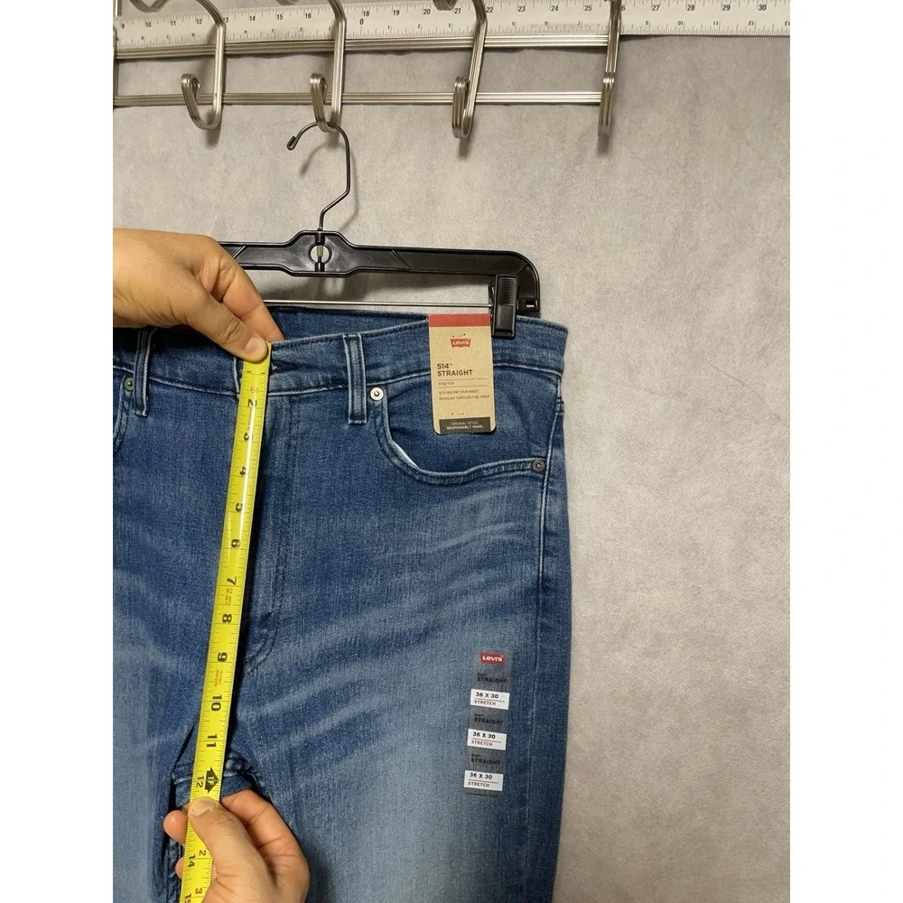 NWT Levi's 514 Jeans Men 36X30 Blue Denim Pants Straight Pocket Whiskered Cowboy